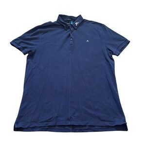 J.Lindeberg Mens Rubi BD Regular JL Tour Pique Polo Shirt Navy Blue XL